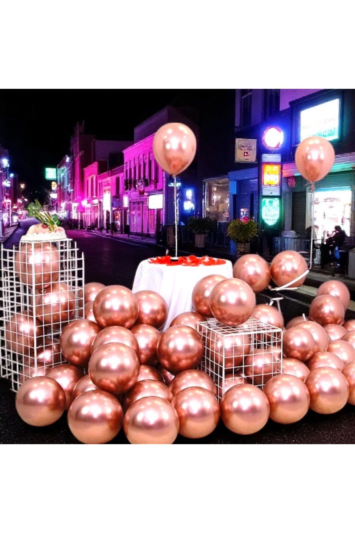 Kuzey ULTRA YÜKSEK KALİTE 50 ADET ROSE GOLD KROM BALON AYNALI BALON PARLAK METALİK KROM ROSE GOLD BALON
