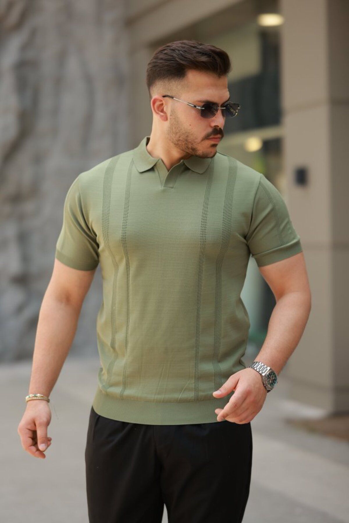 moda wanilia Erkek Hemşire Yaka Kısa Kollu Tişört