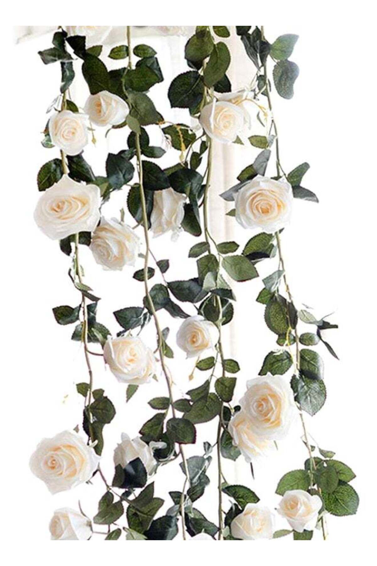Generic-Rose Ivy Vine String Artificial Flower White One Size 1
