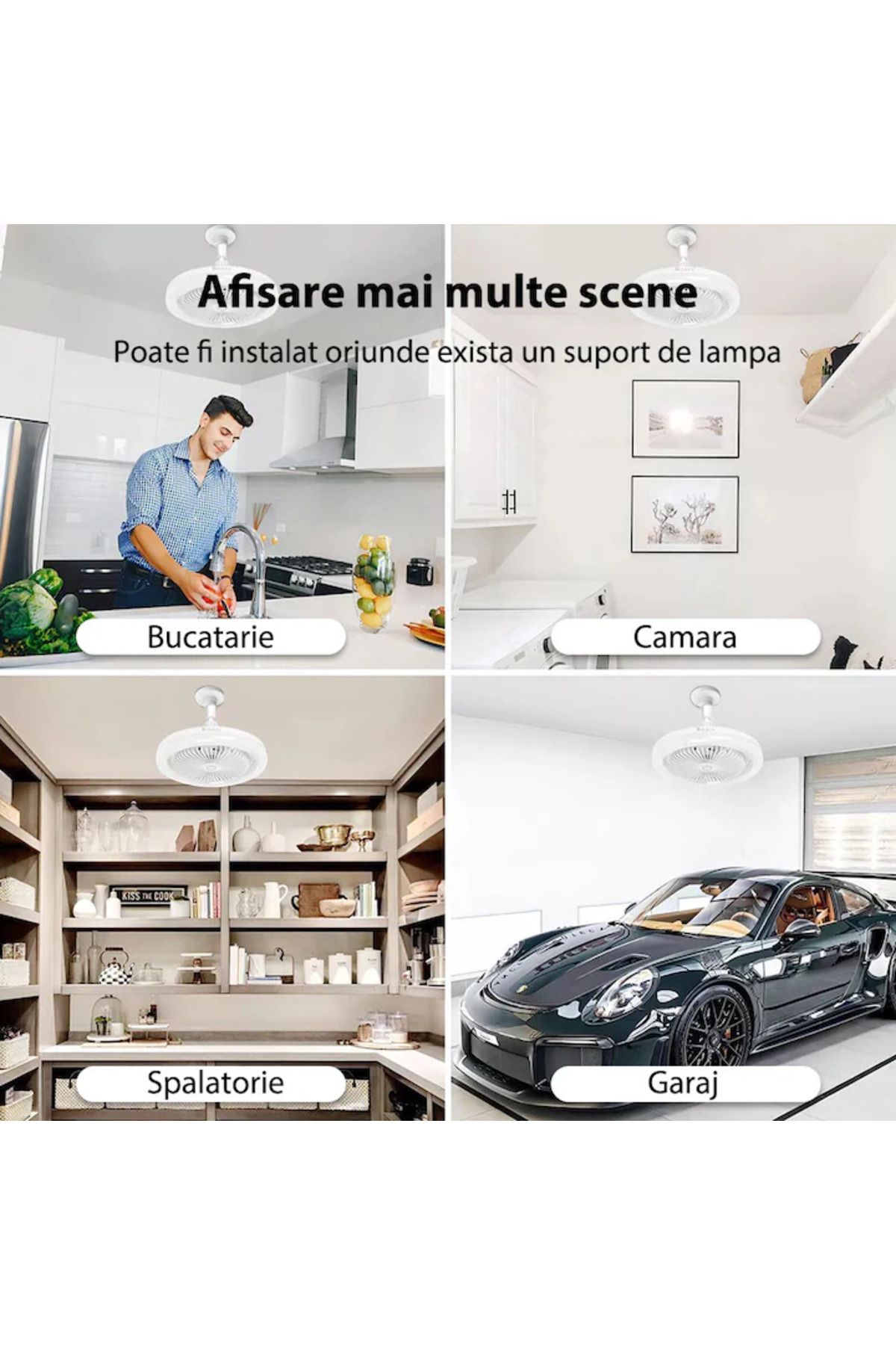 Generic-Ceiling fan, with remote control, 3 speeds, made of ABS, with ambient light, white 5