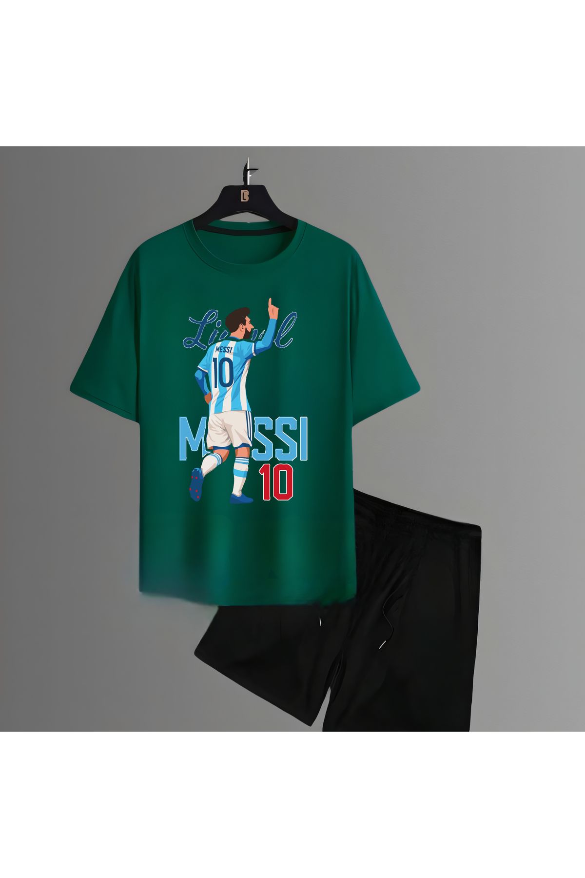 Biy Store Lionel Messi efsane karikatür futbol forma baskılı unisex kısa kollu erkek tişört kadın t-shirt şort