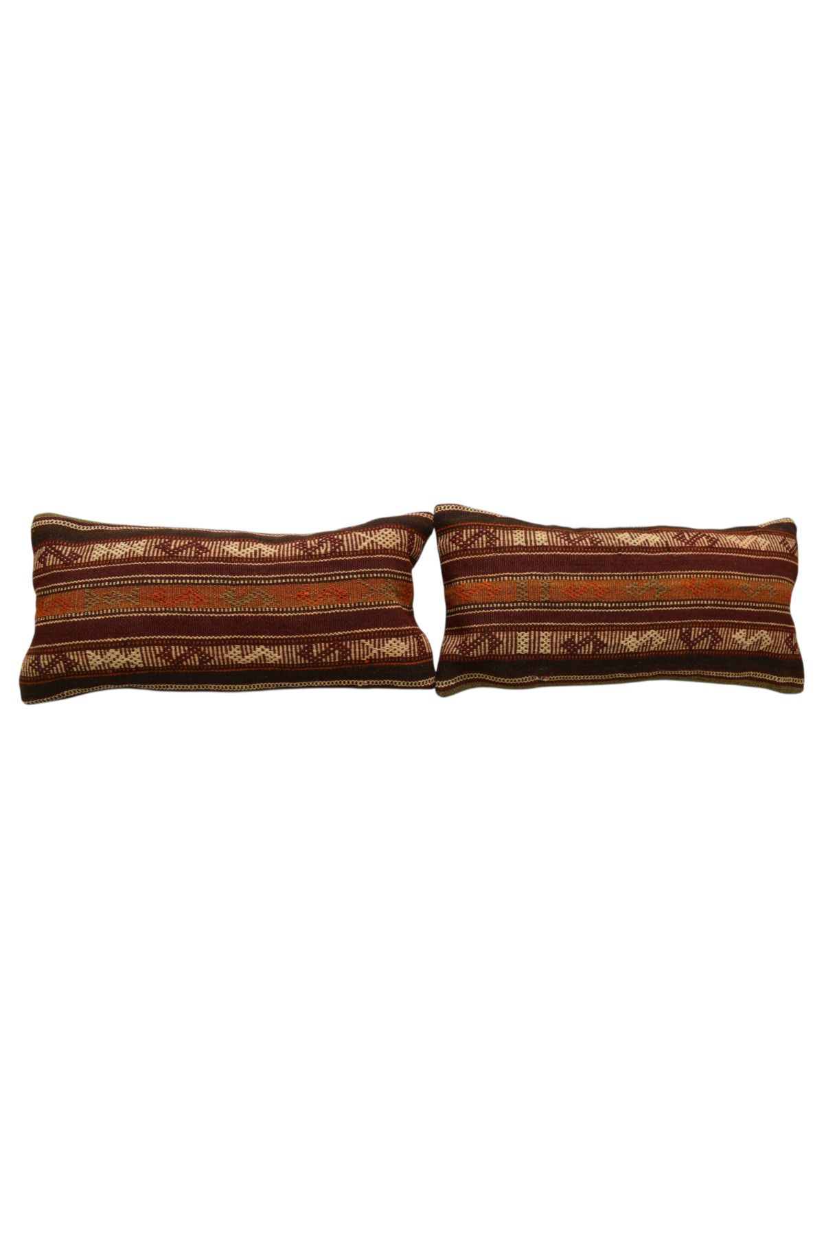 Zehra Abla Halı Yeni El Dokuma Dekoratif Çift Lumbar Kilim Kırlent Yastık Kılıfı 5921