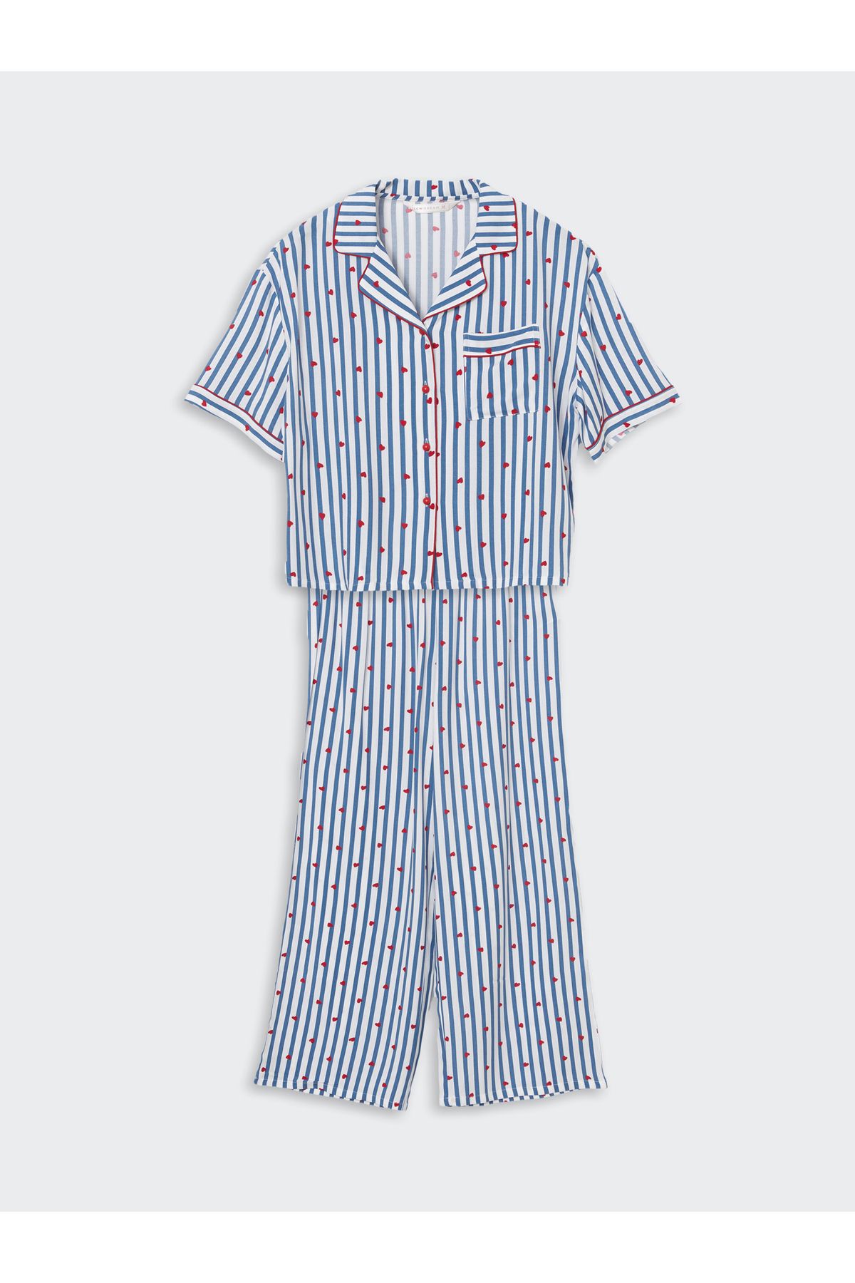 LC Waikiki Gömlek Yaka Desenli Kadın Pijama Takımı
