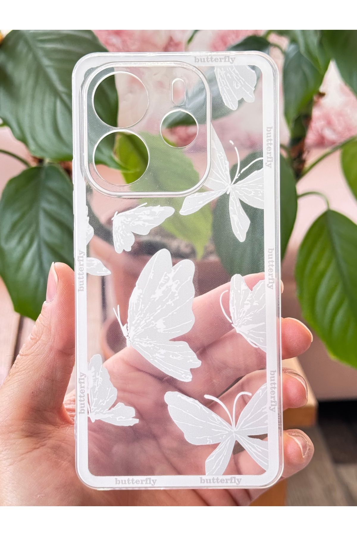 Fibaks-حافظة هاتف Xiaomi Redmi Note 14 4G مع حماية للكاميرا، غطاء سيليكون ناعم مرن بنمط الفراشة الشفاف 2