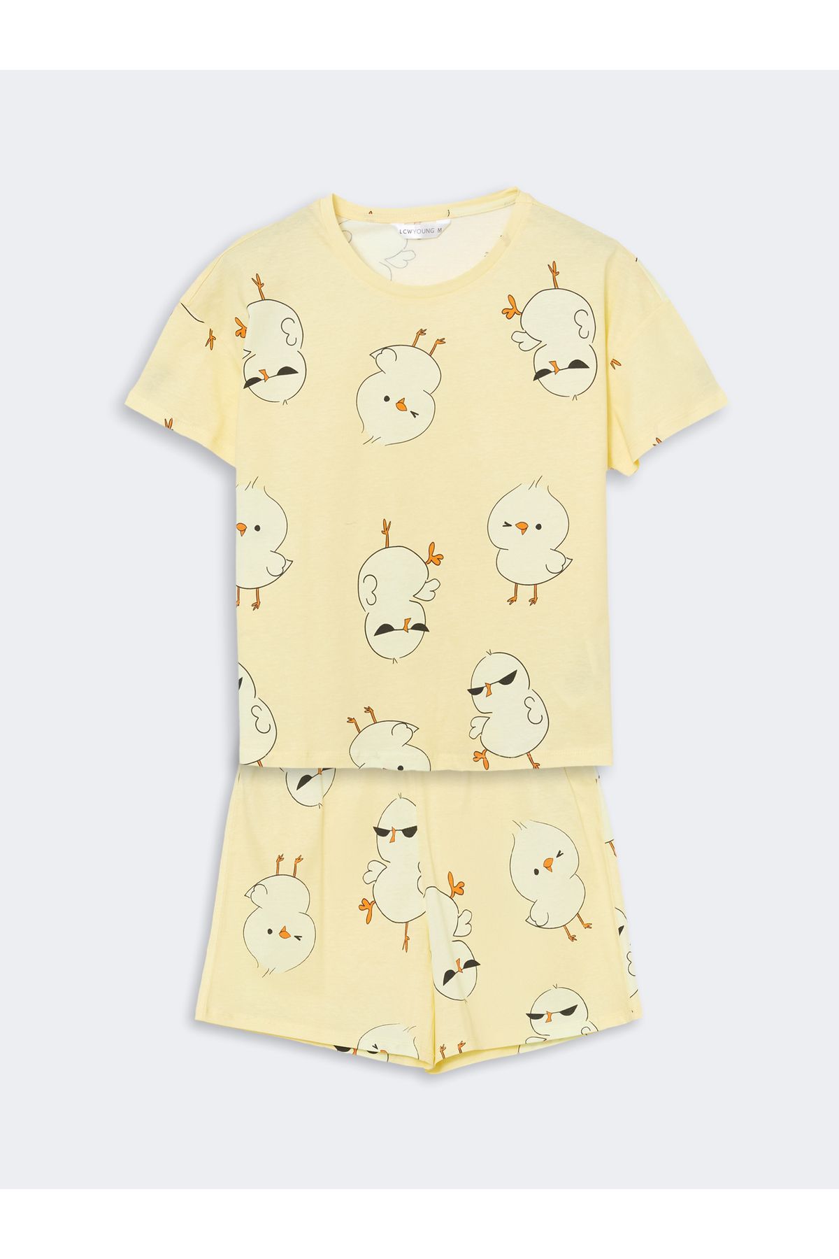 LC Waikiki Bisiklet Yaka Baskılı Kadın Şortlu Pijama Takımı