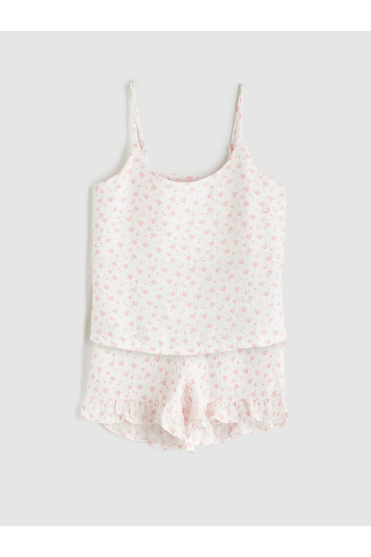 LC Waikiki U Yaka Çiçekli Askılı Kadın Şortlu Pijama Takımı
