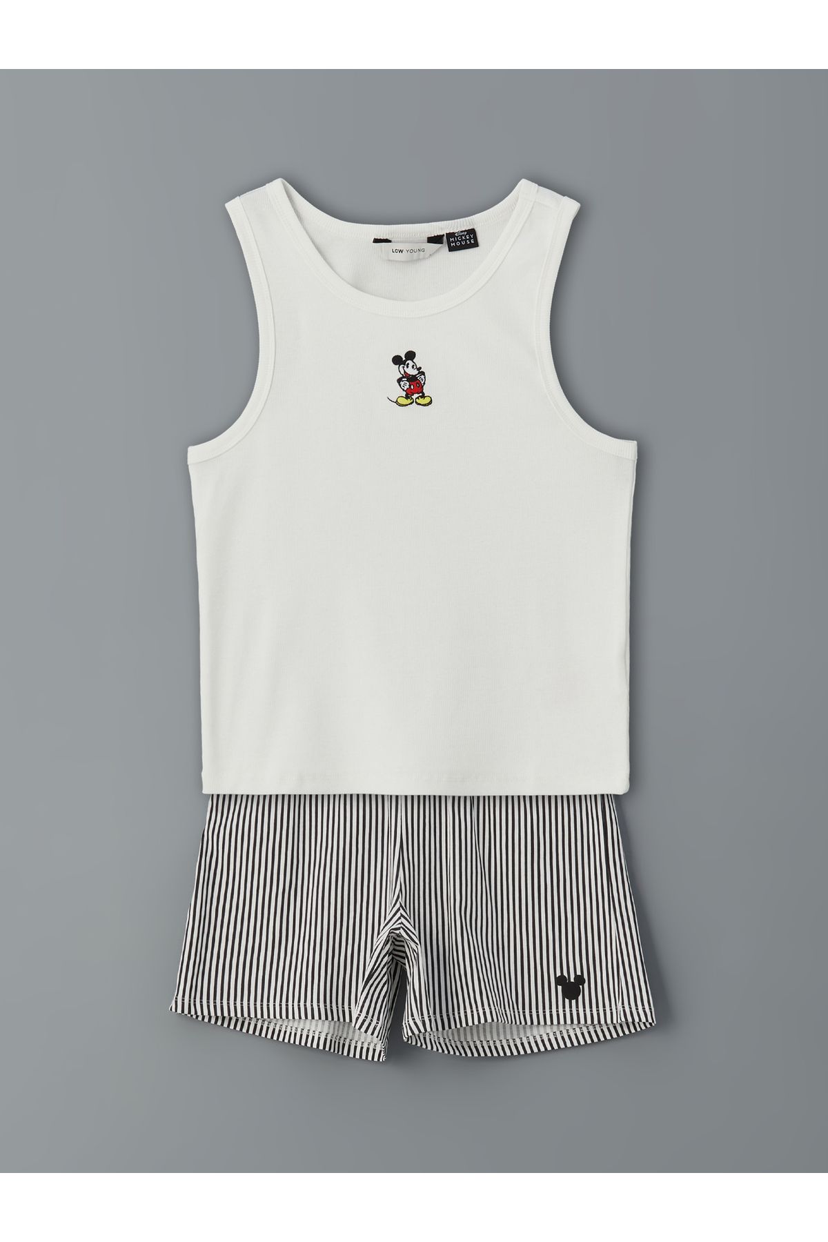 LC Waikiki Bisiklet Yaka Mickey Mouse Baskılı Kadın Şortlu Pijama Takımı