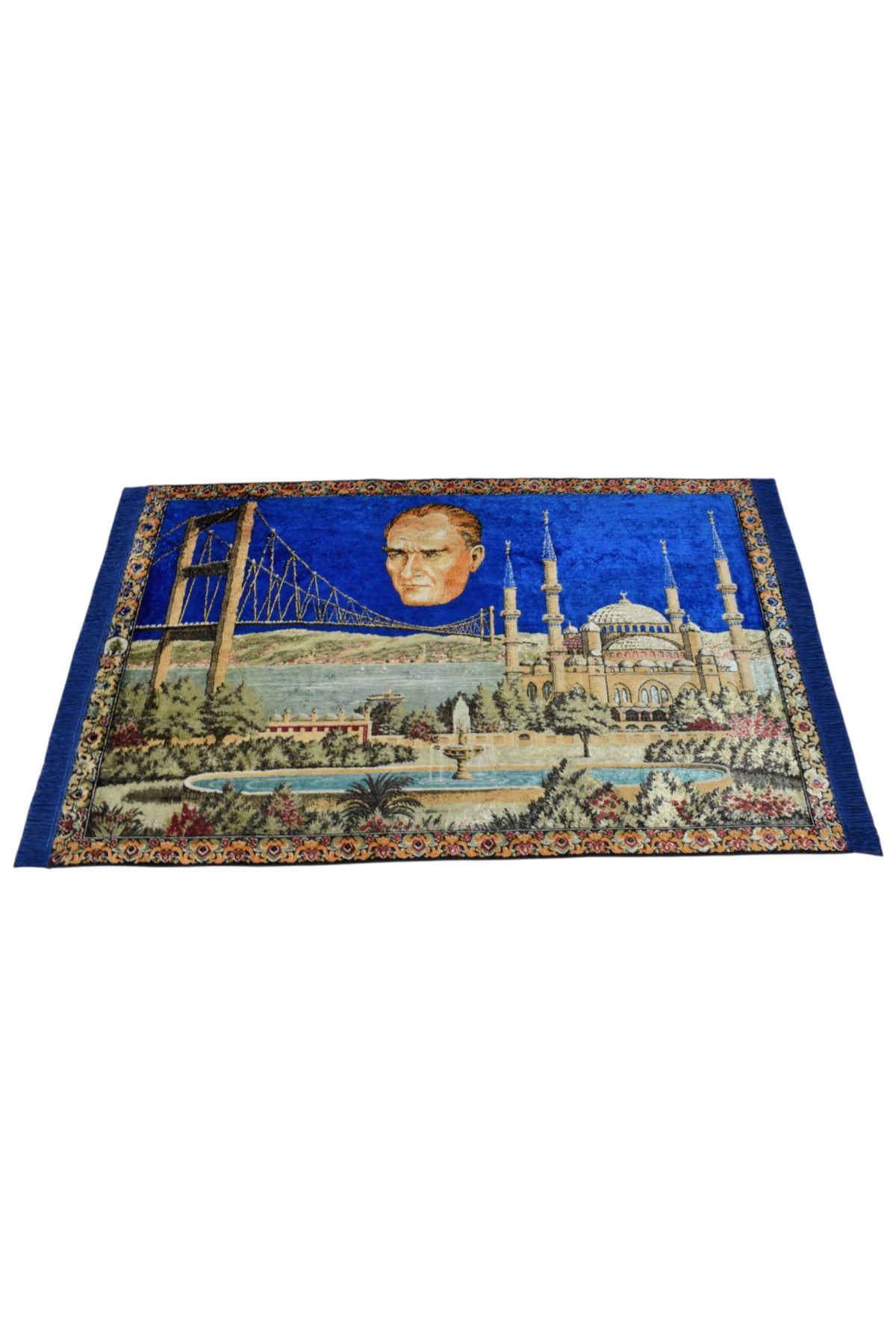 Zehra Abla Halı Vintage Ulu Önder Gazi Mustafa Kemal Atatürk Tasvirli Duvar Halısı 5916