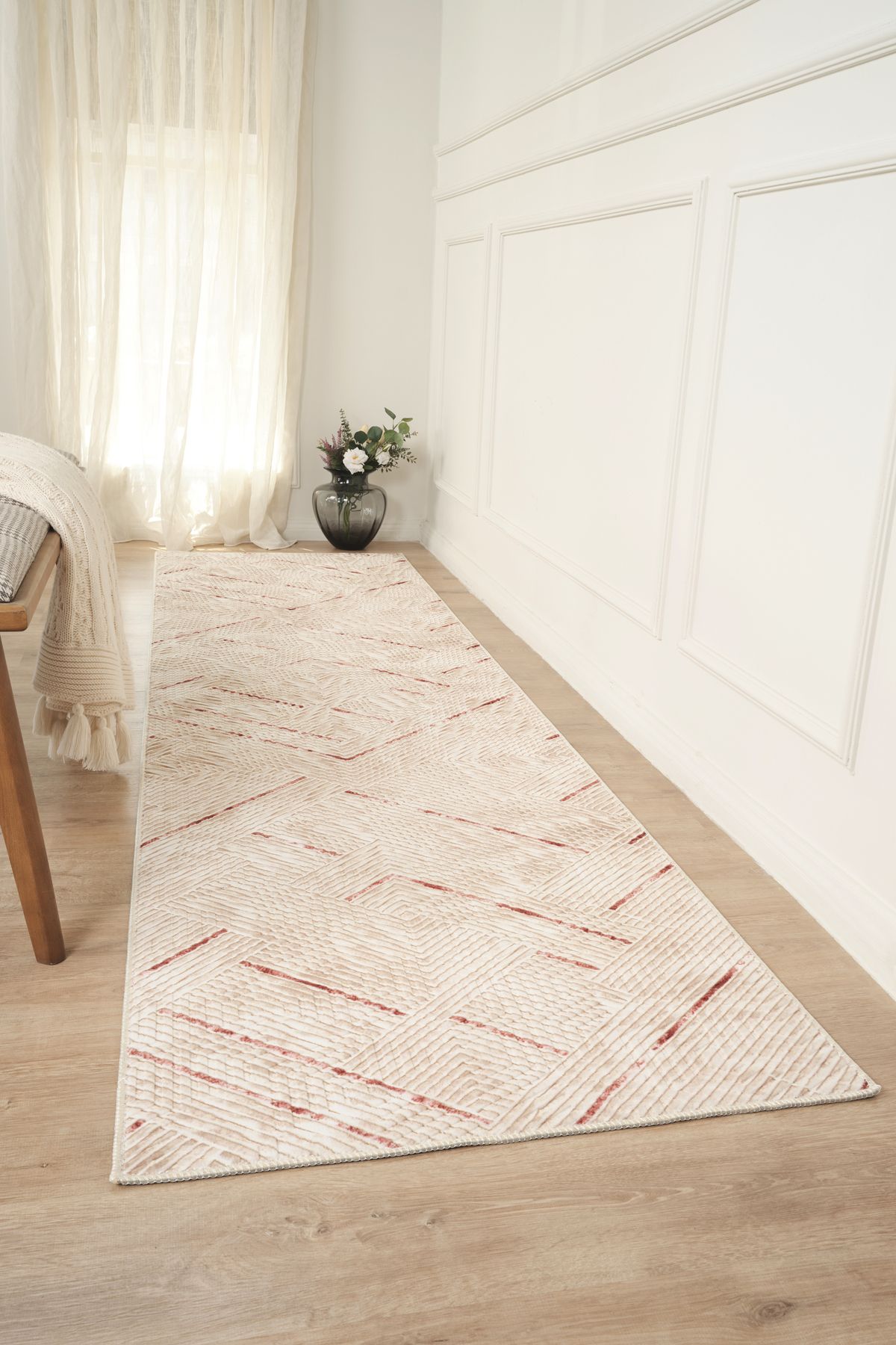 BSB HOME LİVİNG Yıkanabilir Kaymaz Tabanlı Kesme Rulo Halı Yolluk,Oturma Odası,Mutfak Vizon-7041