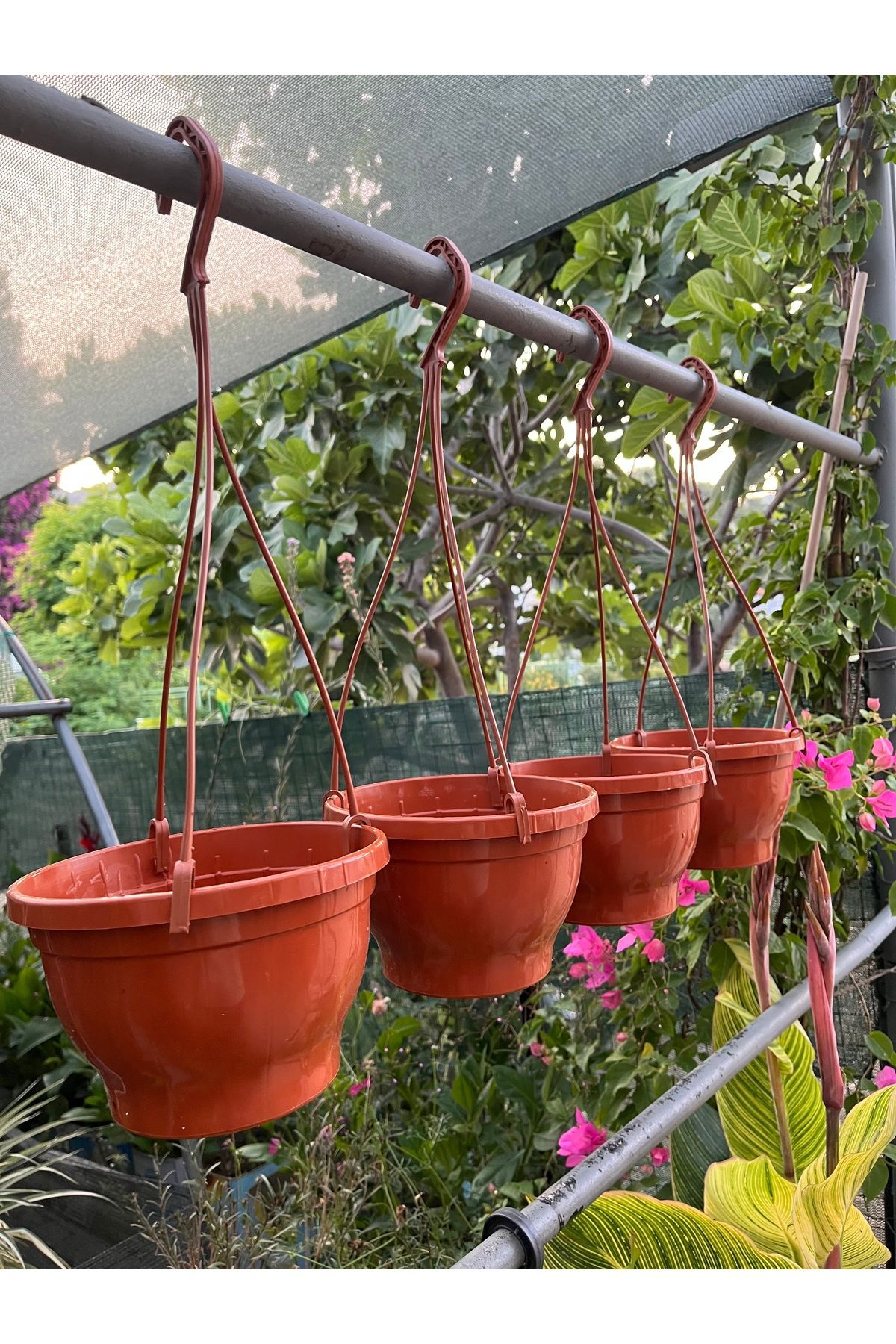 Birtutamrenk Kahverengi 4lü Askılı Saksı 2litre
