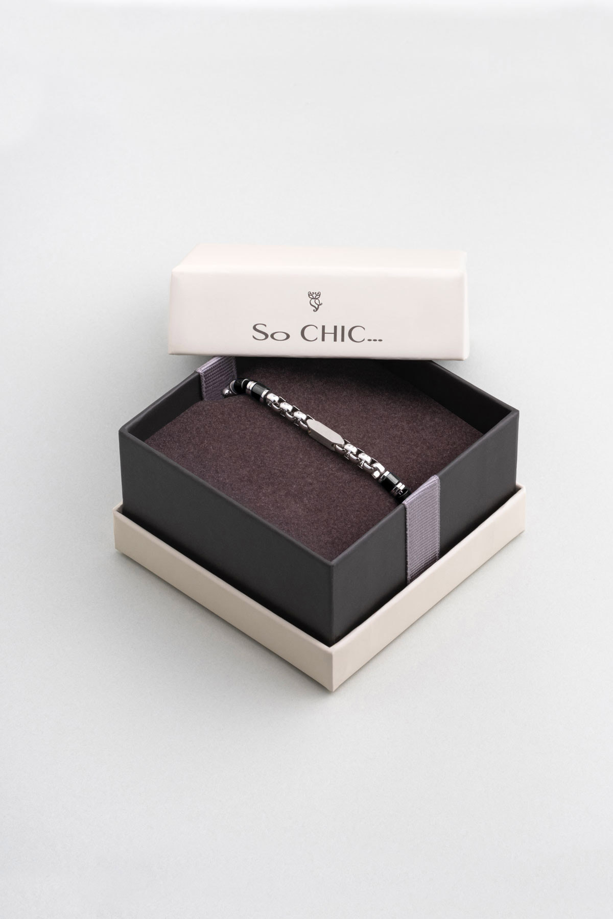 So CHIC... Hematit Taşlı Çelik Erkek Bileklik görsel 5