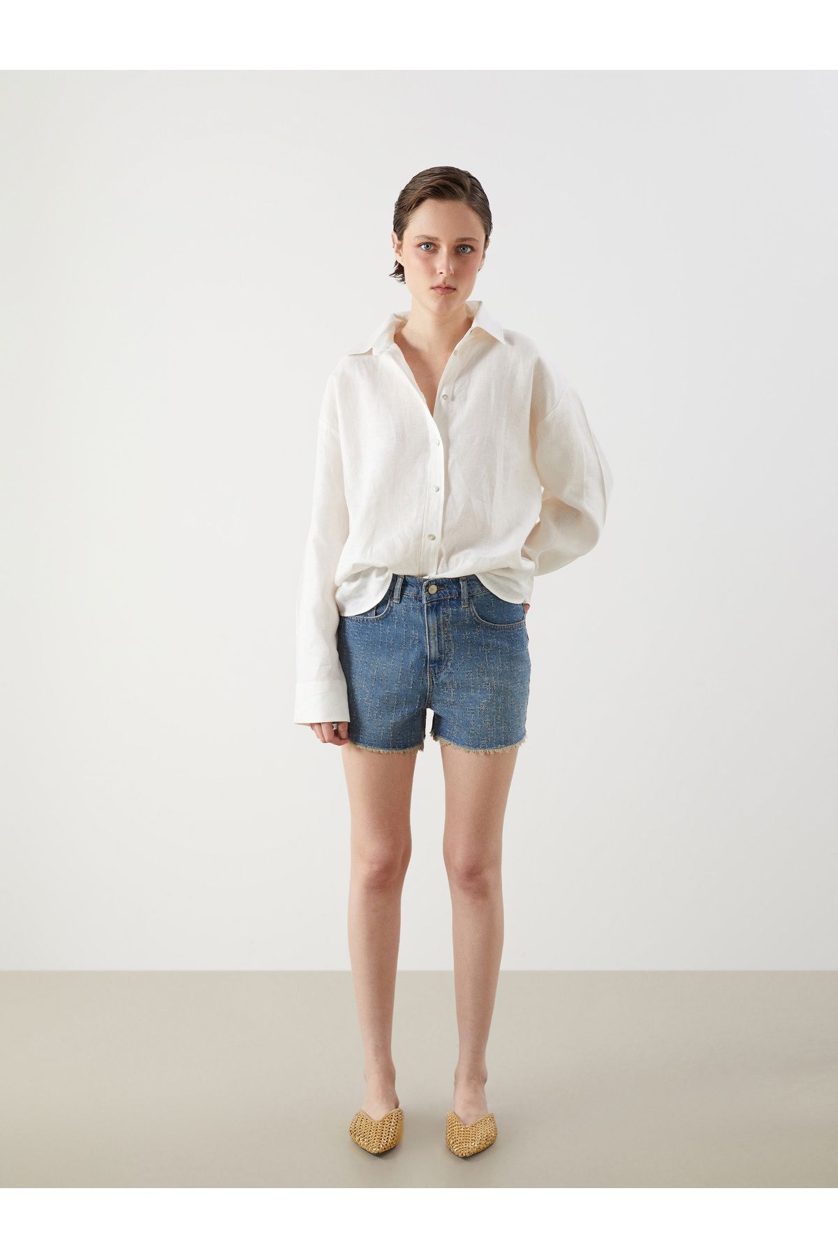 LC Waikiki Mom Fit Desenli Kadın Jean Şort