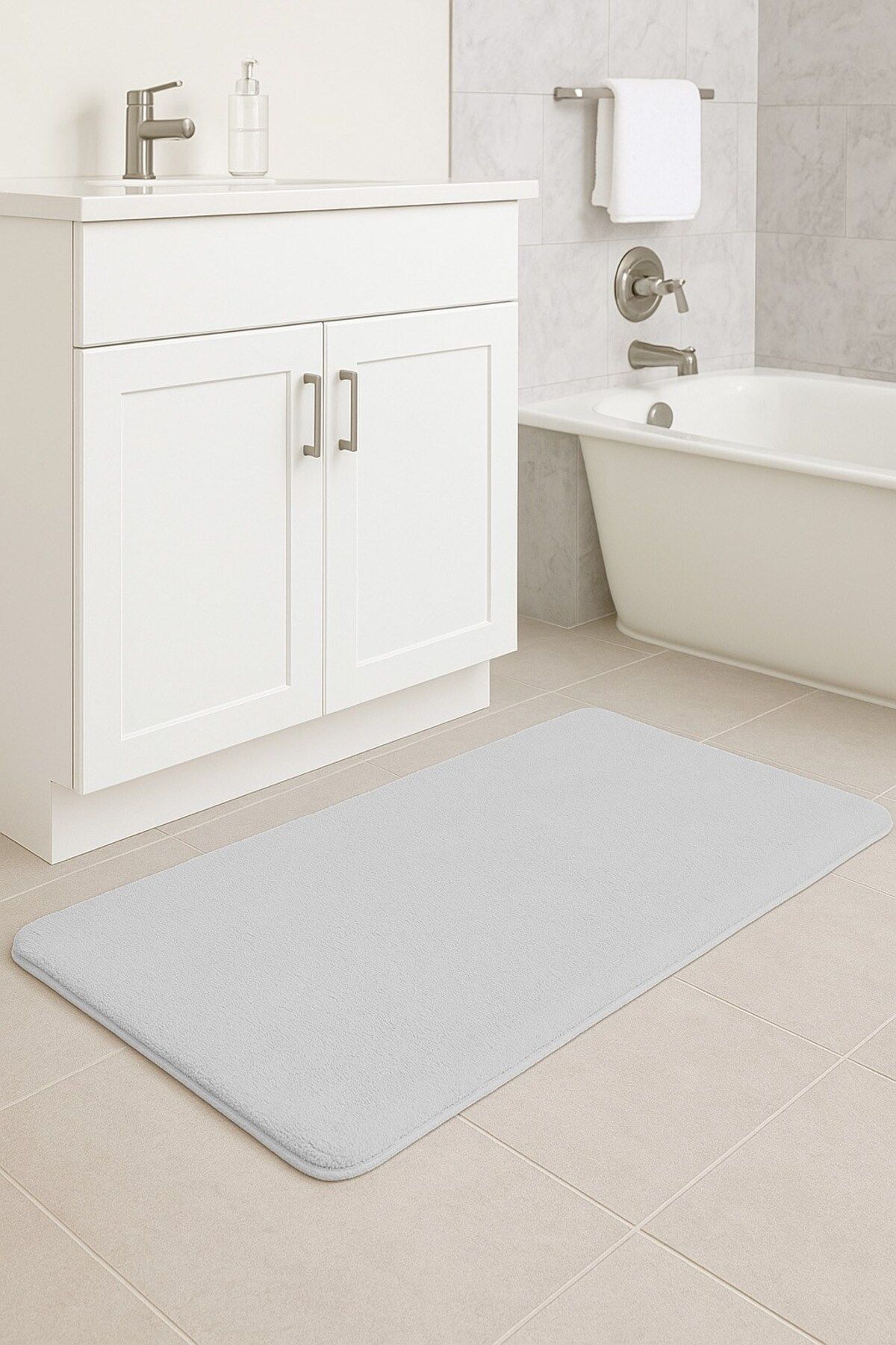 EUROBANO Sadiva Tek Parça Banyo Paspası 60x100-80x100 cm Kaymaz Taban Yıkanabilir