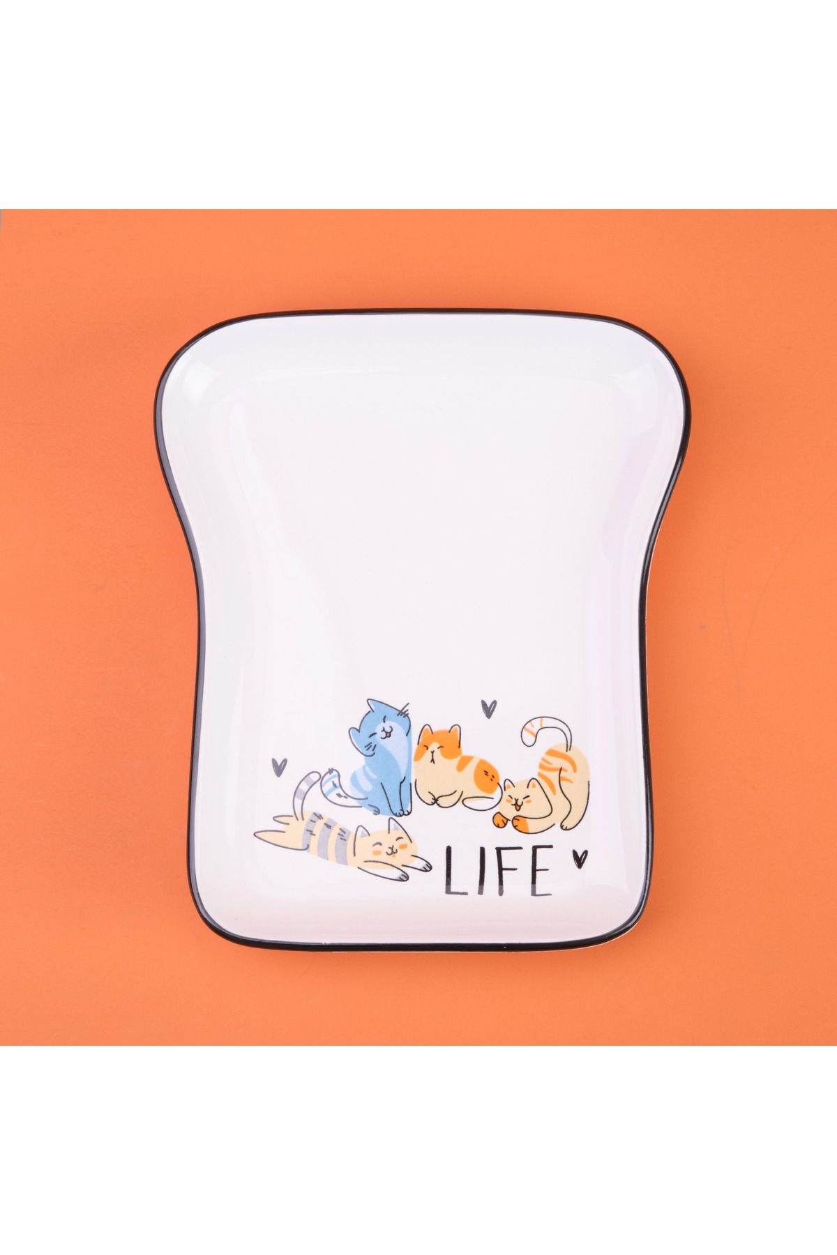 Evidea Kitchen Cat Life Desenli Servis Tabağı - Renkli - 19 cm