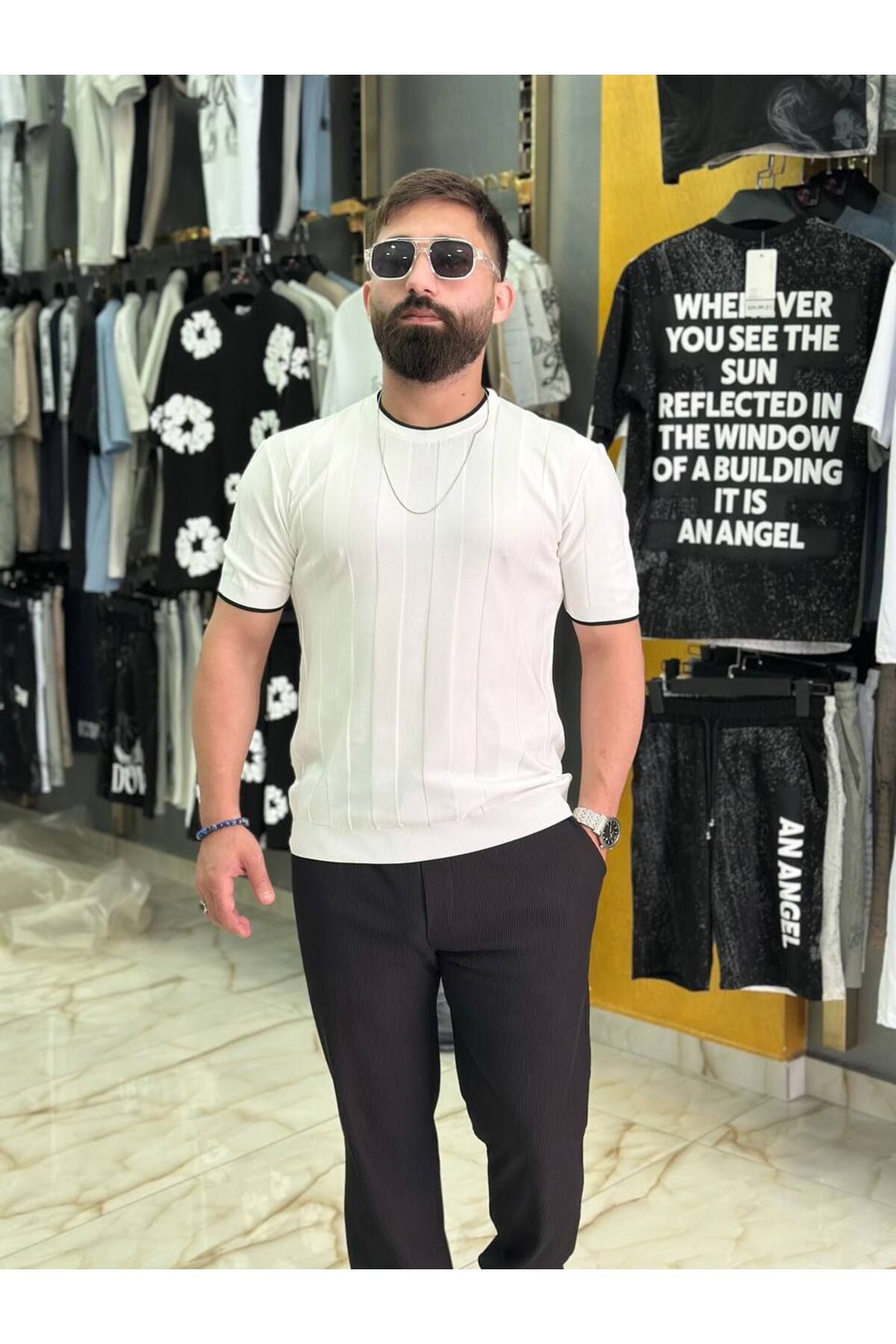 FRANCO RENZO Erkek Bisiklet Yaka Triko T-Shirt