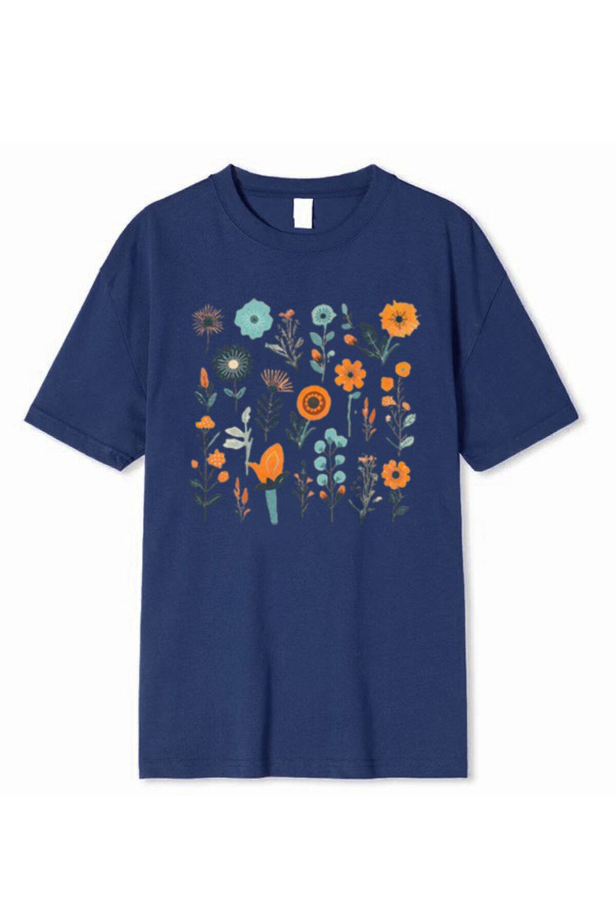Boi Çiçek Baskılı Unisex Tshirt