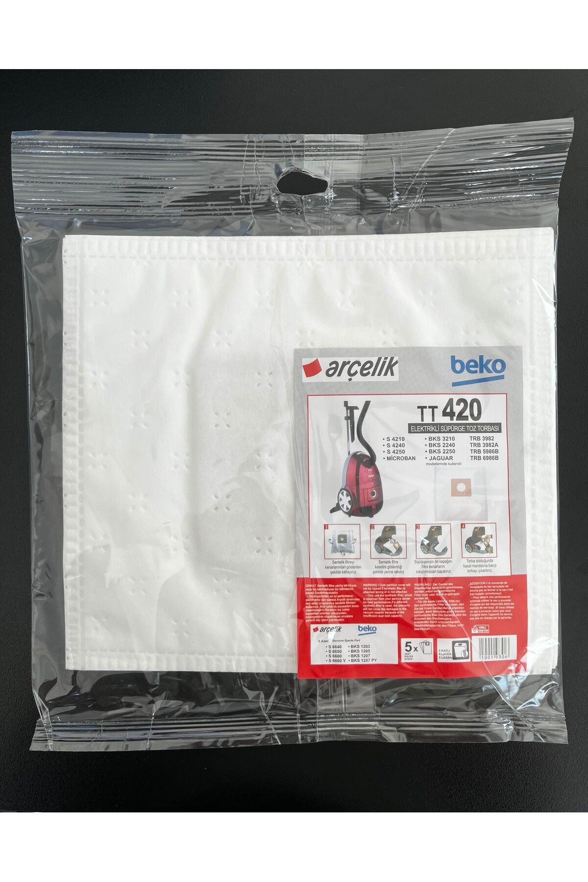 MAPABEK 15 Adet Arçelik-Beko TT420 Elektrikli Süpürge Sentetik Toz Torbası