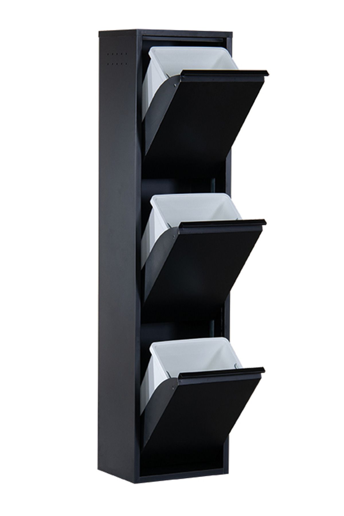 KUMSSHOP 3'lü Çok Amaçlı Metal Erzak Dolabı - Siyah