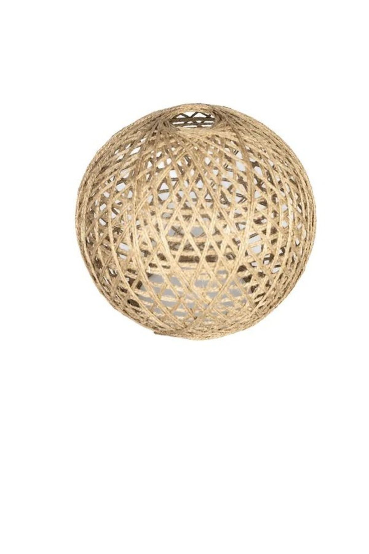 LORDROS Jüt Ip Hasır Top Balon Avize Başlığı - Lambader Başlığı- Abajur Şapkası [çap (Ø) : 17 Cm]