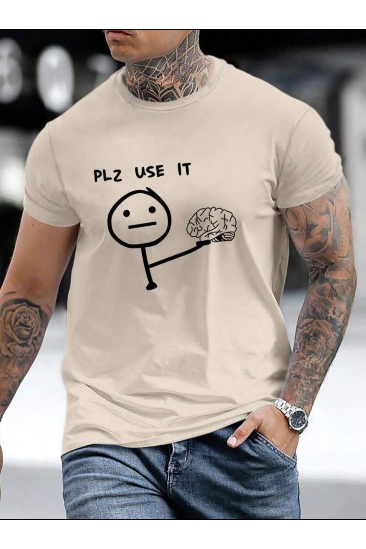 Boi PLZ USE IT BASKILI OVERSİZE BASIC TİŞÖRT KISA KOL T-SHİRT T-SHİRT