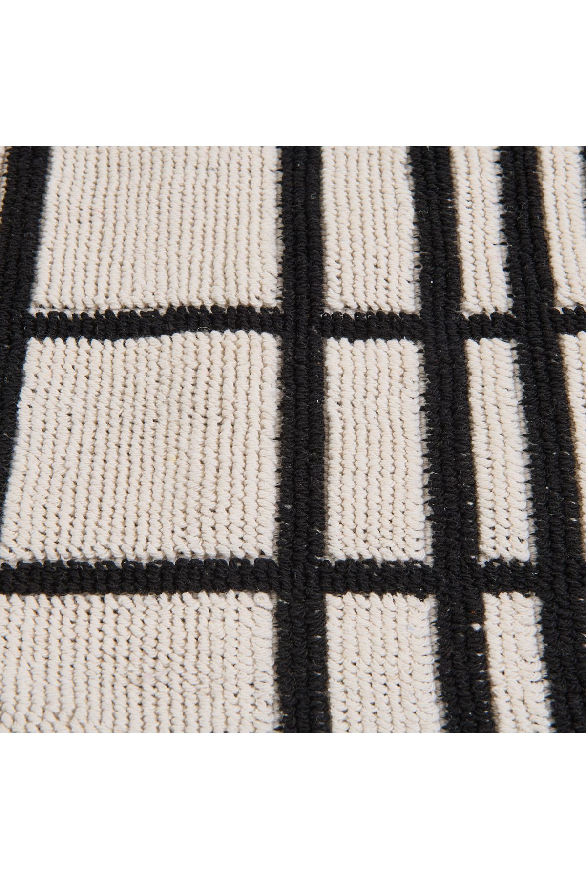 Evidea Soft Roger 2'li Banyo Paspası - Ekru / Siyah - 60x100 cm + 50x60 cm