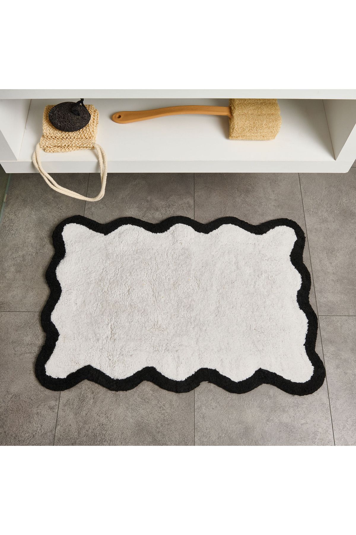 Evidea Soft Elegant Tufting Banyo Paspası - Beyaz - 60x90 cm