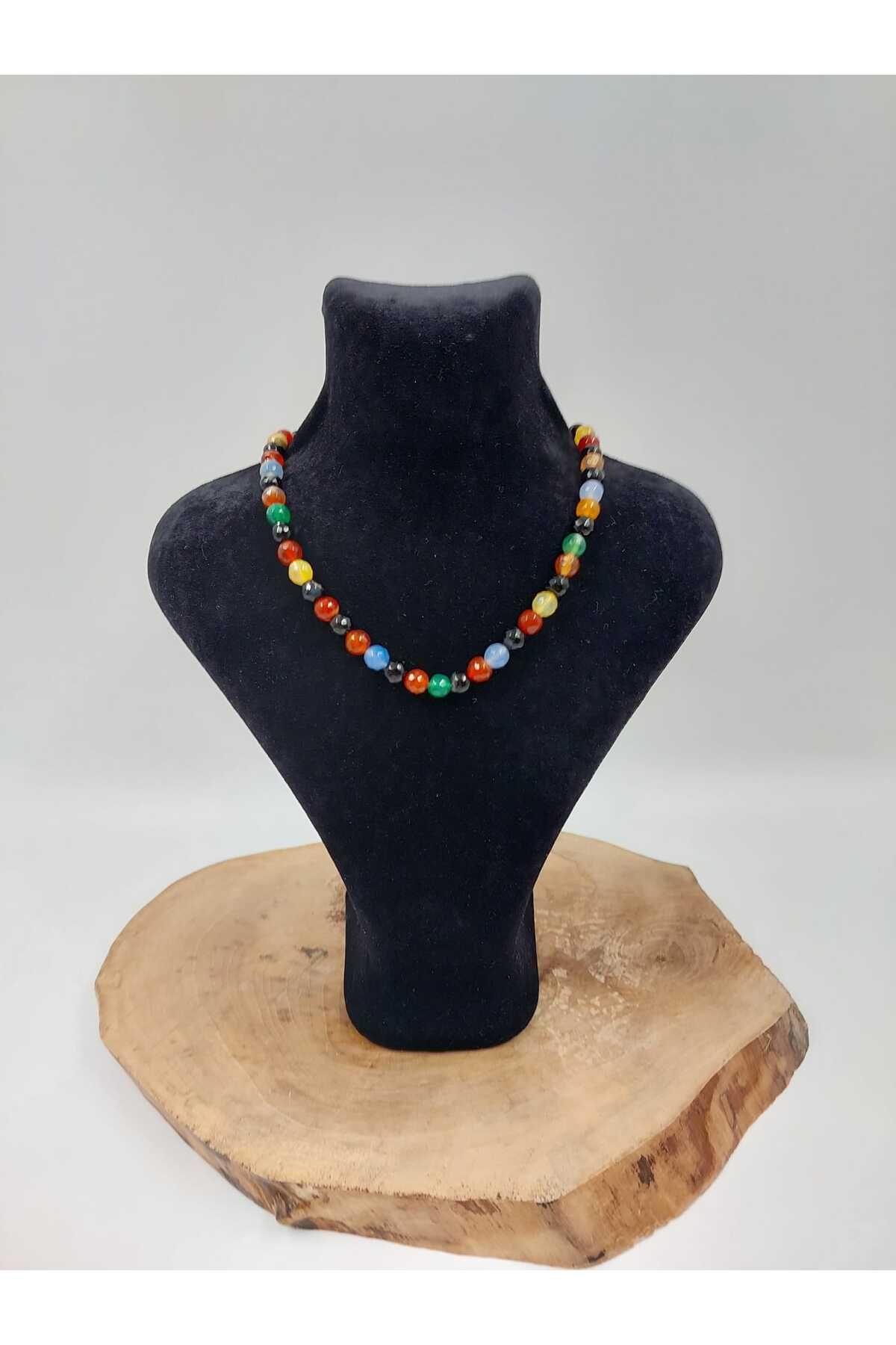 R G Handmade Design “Renklerin Şifası” – Doğal Akik Taşlı Enerji Kolyesi