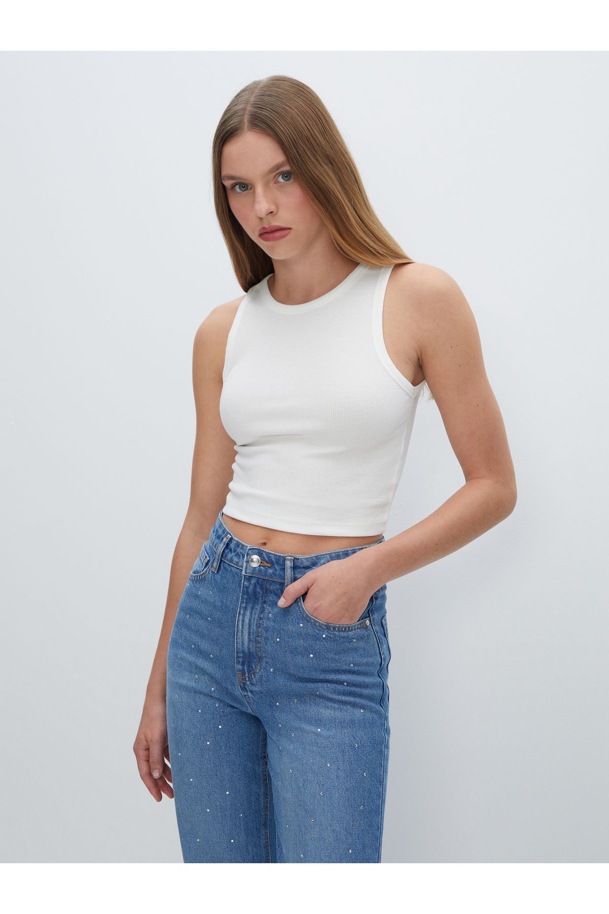 LC Waikiki Bisiklet Yaka Kadın Crop