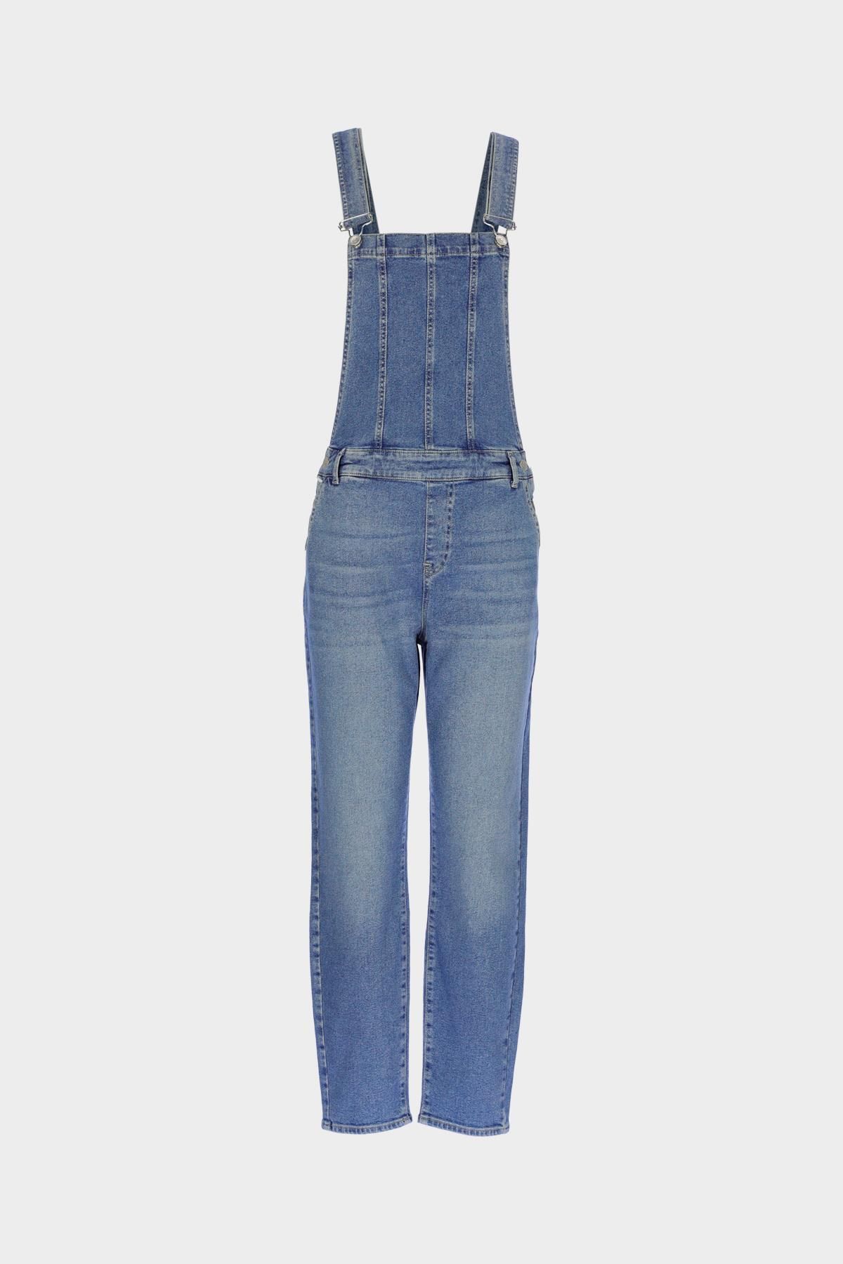 CROSS JEANS Mavi Slim Fit Askılı Jean Salopet C 4535-054
