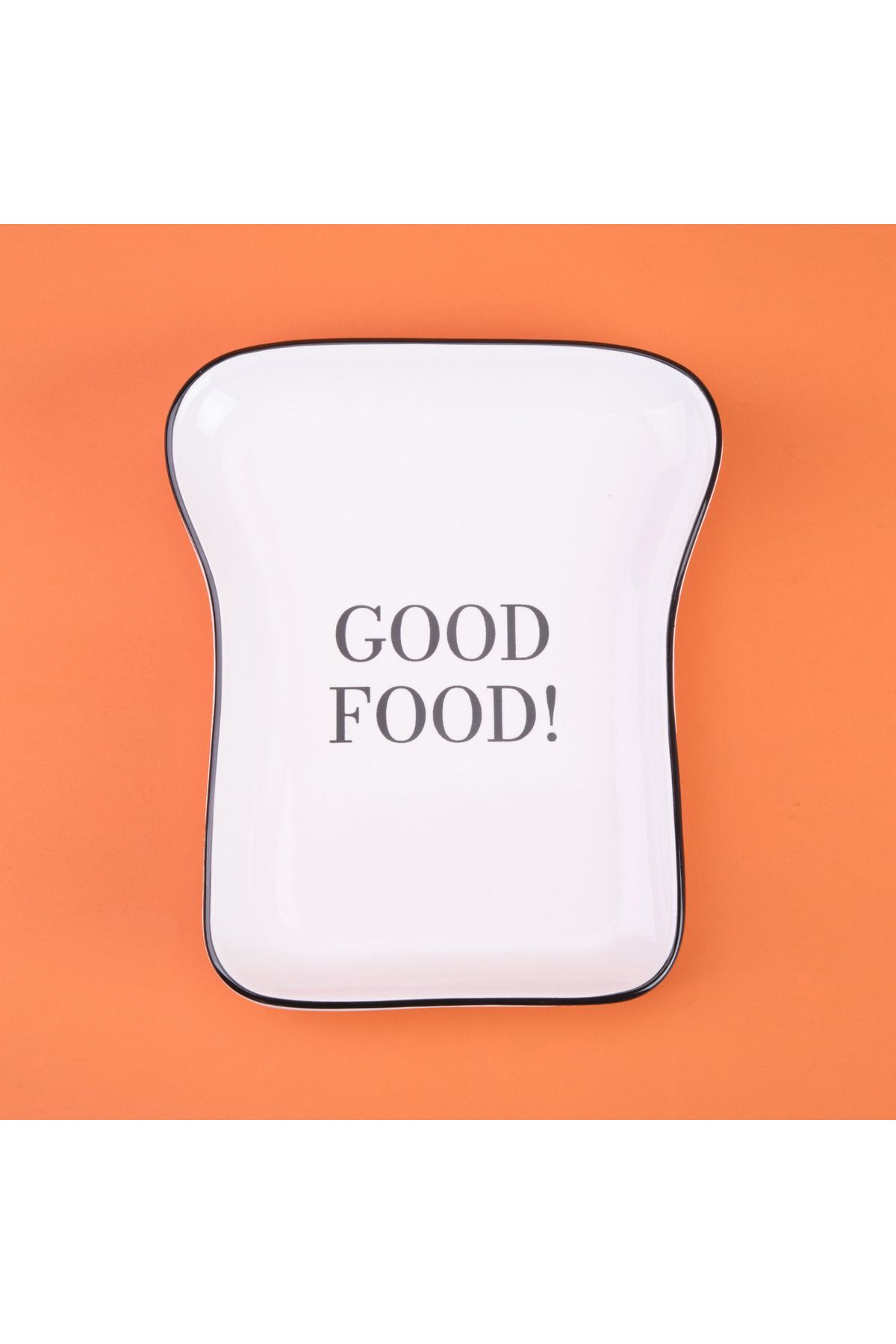 Evidea Kitchen Good Food Desenli Servis Tabağı - Siyah / Beyaz - 19 cm