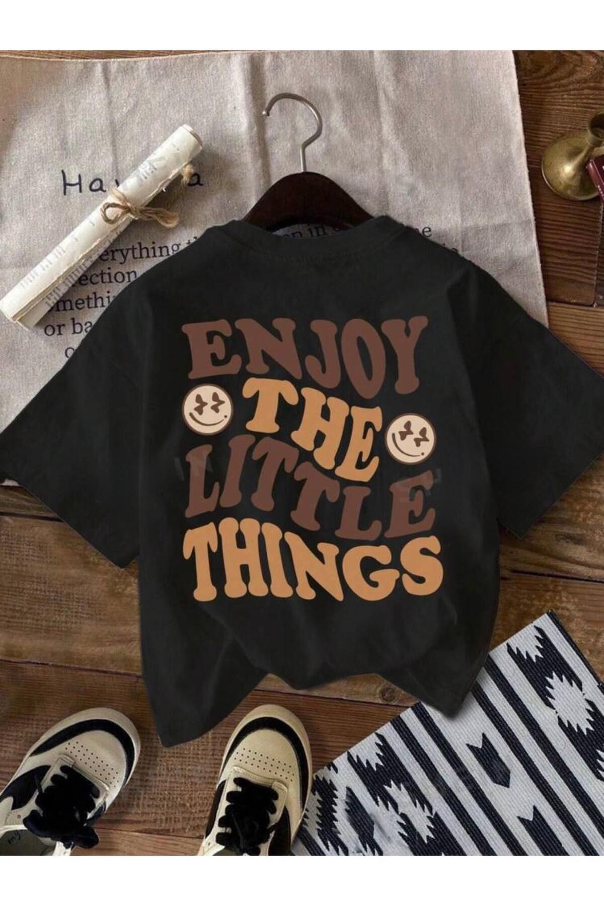 Boi ENJOY ARKA BASKILI OVERSİZE BASIC TİŞÖRT KISA KOL T-SHİRT T-SHİRT