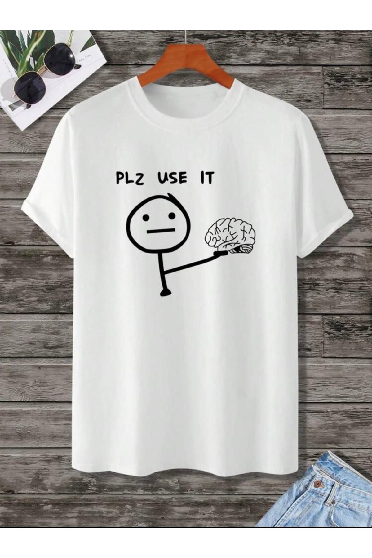 Boi PLZ USE IT BASKILI OVERSİZE BASIC TİŞÖRT KISA KOL T-SHİRT T-SHİRT