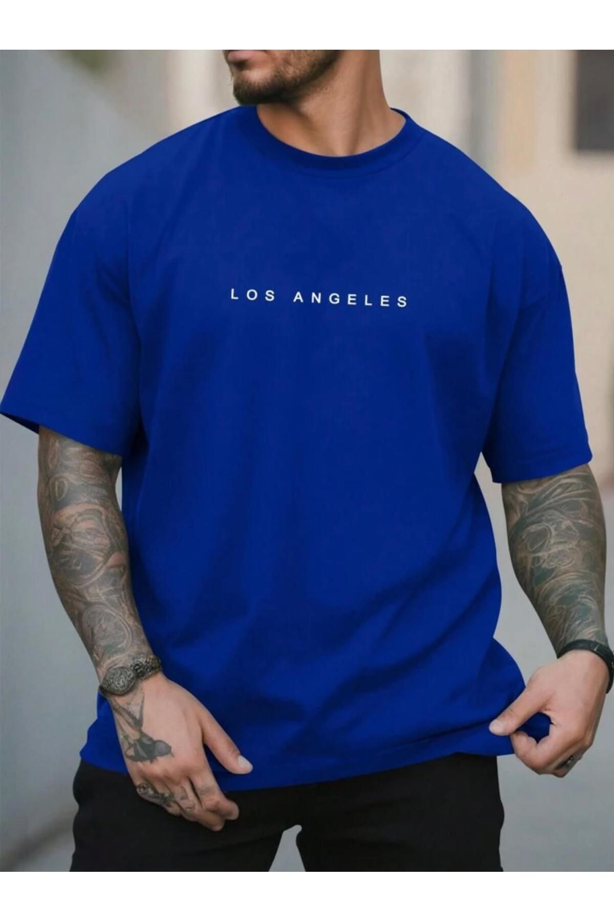 Boi LOS ANGELS YAZI BASKILI OVERSİZE BASIC TİŞÖRT KISA KOL T-SHİRT T-SHİRT