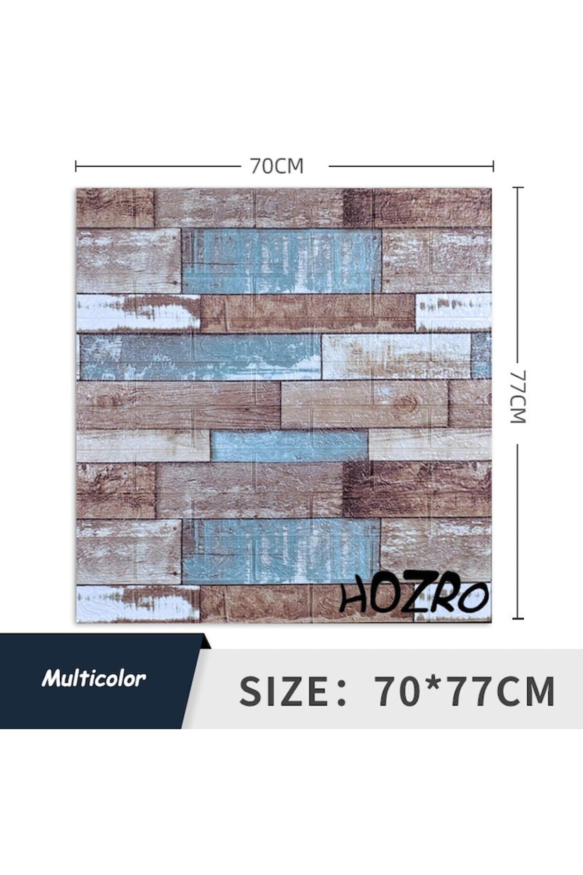 HOZRO-Set 10 x Tapet 3D HOZRO, Model imitație cărămidă și lemn, Multicolor 3