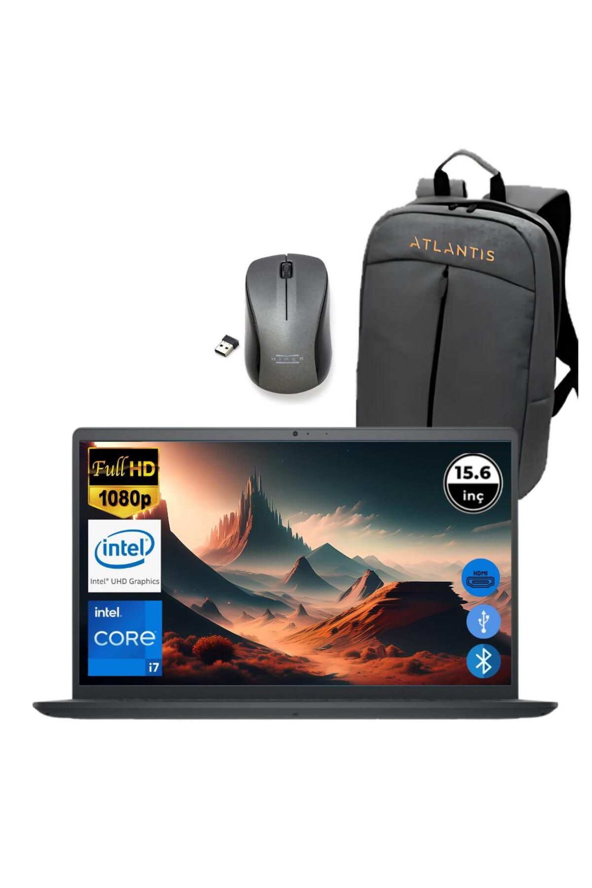 Dell Inspiron 3520 i7 1255U 8GB 1TB M.2 SSD I35201013U ATL93 O/B 15.6" Ubuntu Taşınabilir Bilgisayar