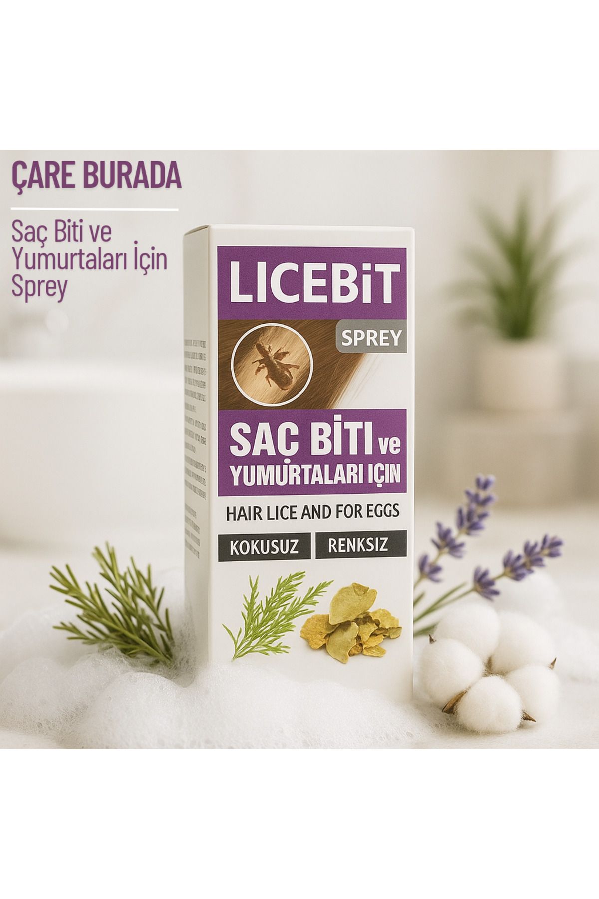 Çare Burada Licebit - Saç Biti ve Yumurtaları İçin Saç Spreyi 75 Ml (Kokusuz, Böcek İlaçsız, Renksiz)
