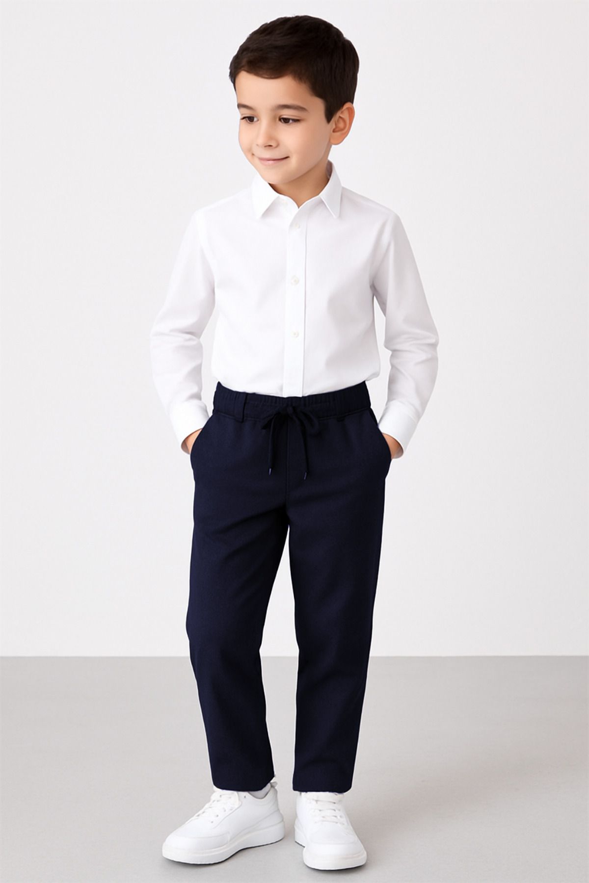 CMZ COLLECTİON Çocuk Likralı Yeni Model Beli Bağcıklı İlkokul Ortaokul Pantolonu