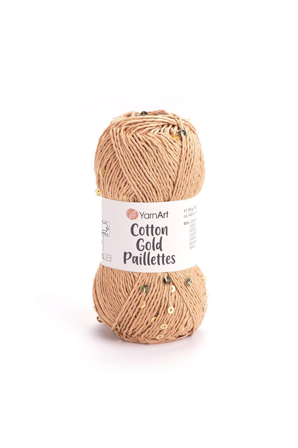 Yarnart-Cotton Gold Paillettes - Knitting Yarn Beige-7105 1