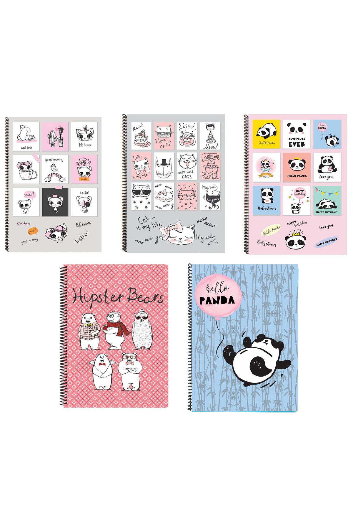 FLY COLOR A4 Plastik P.P Kapak 60 Yaprak Çizgili Desenli Telli Defter Seti