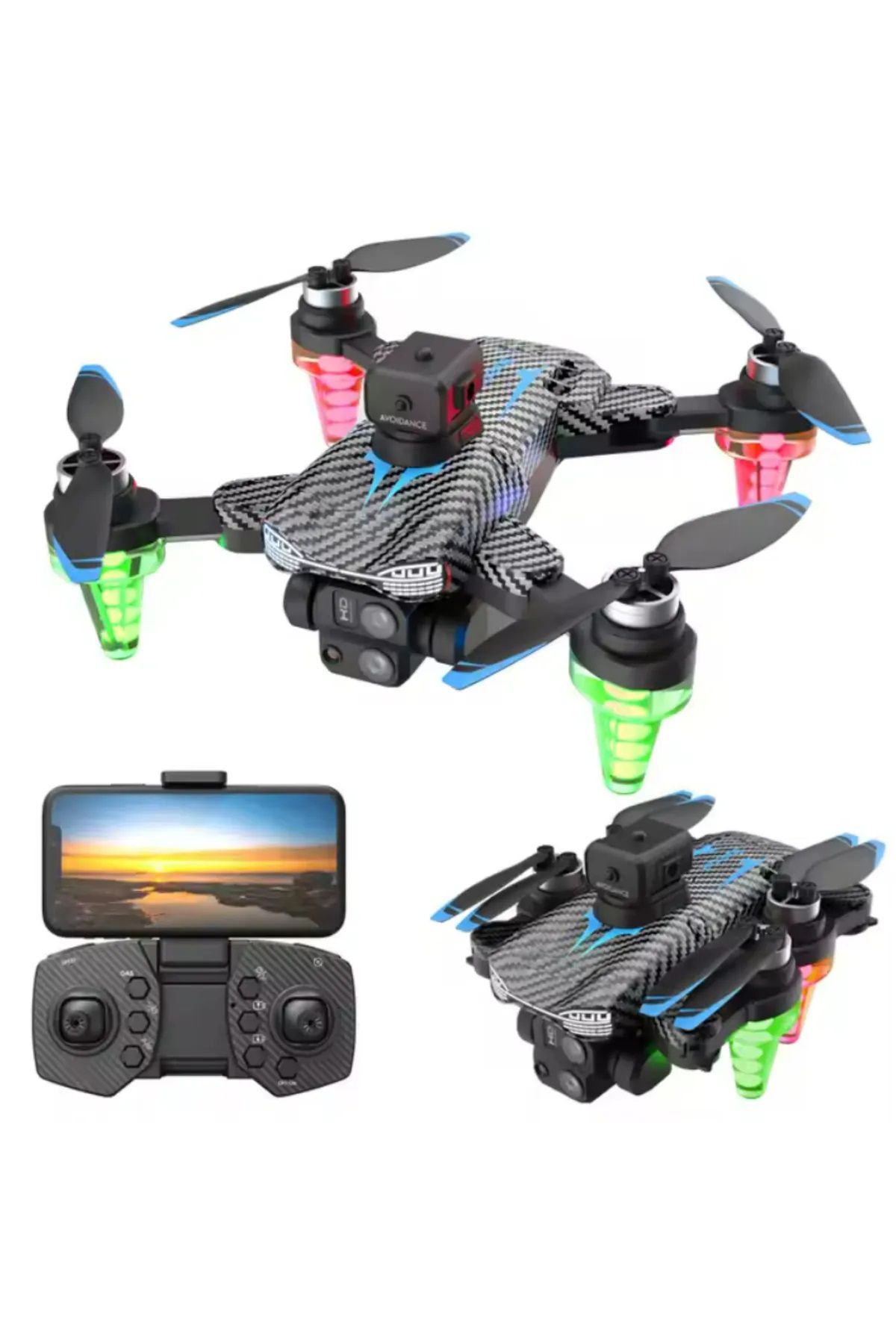 CİYU TİCARET C19S HD Dual 360 kamera katlanabilir çantalı drone karbon tasarım kaliteli drone seti