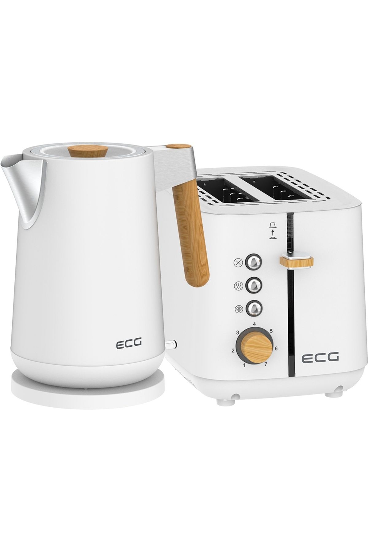 ECG-Fierbător electric ECG RK 1768 Strix Timber White, 1,7 litri, 2200 W, pereți dubli 10