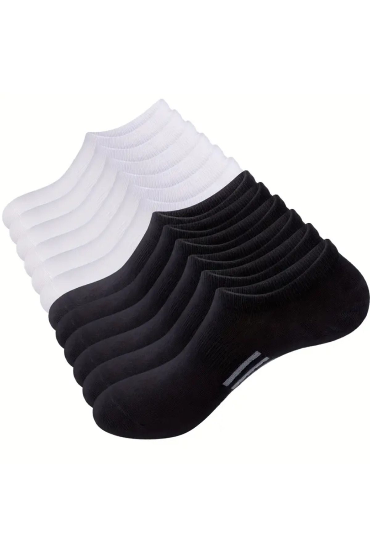 Çorap Bakkalı Unisex 5 Çift Çizgili Karışık Renk Babet Çorap (Ayakkabıdan Görünmez)