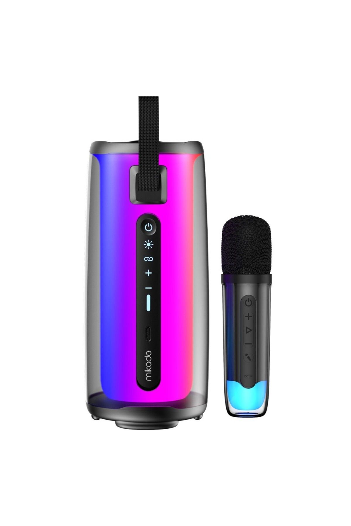 Mikado MD-17BT Capella Siyah 10W 1 RGB Mikrofonlu Transparan/Bt/TF Kart/Aux/Usb TWS 1800 mAh Batarya