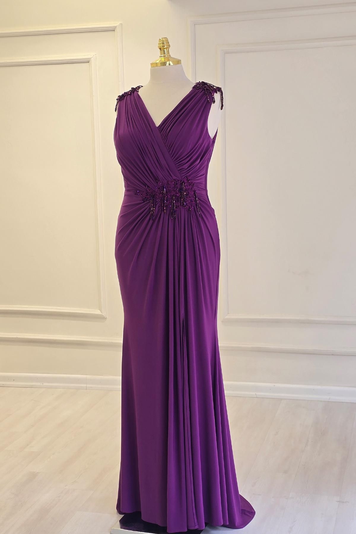 Yonca Moda Evi MÜRDÜM İşlemeli Abiye 1450