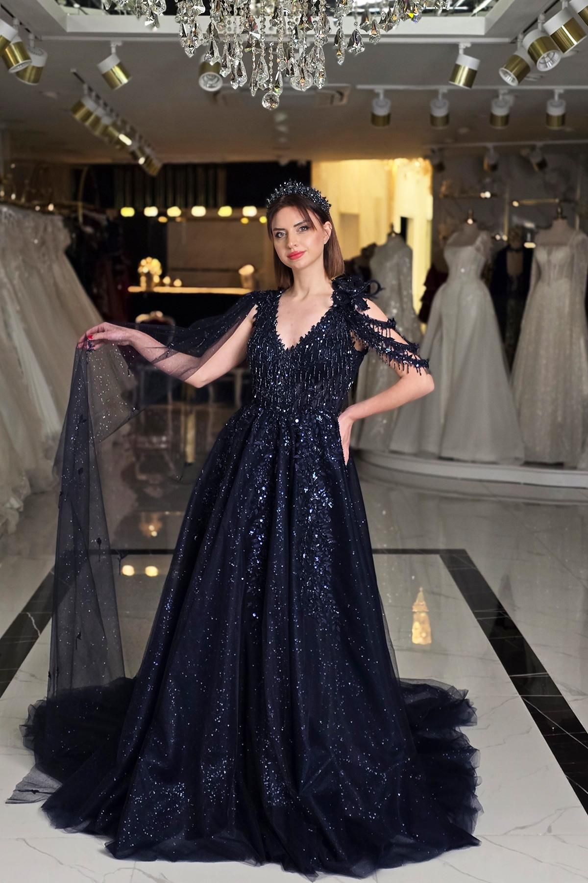 Yonca Moda Evi Lacivert Yonca Nişanlık 7971