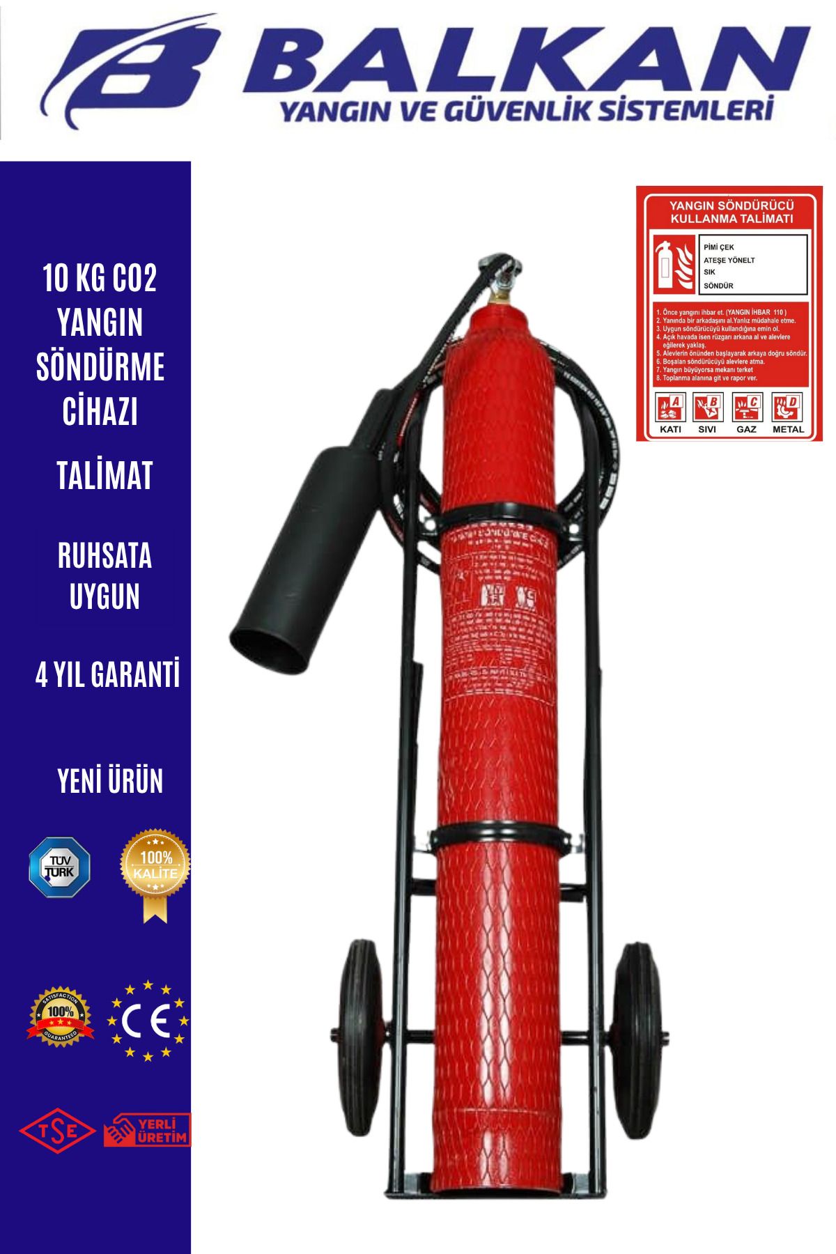Balkan Ticaret 10 KG CO2 YANGIN SÖNDÜRME CİHAZI+TALİMAT