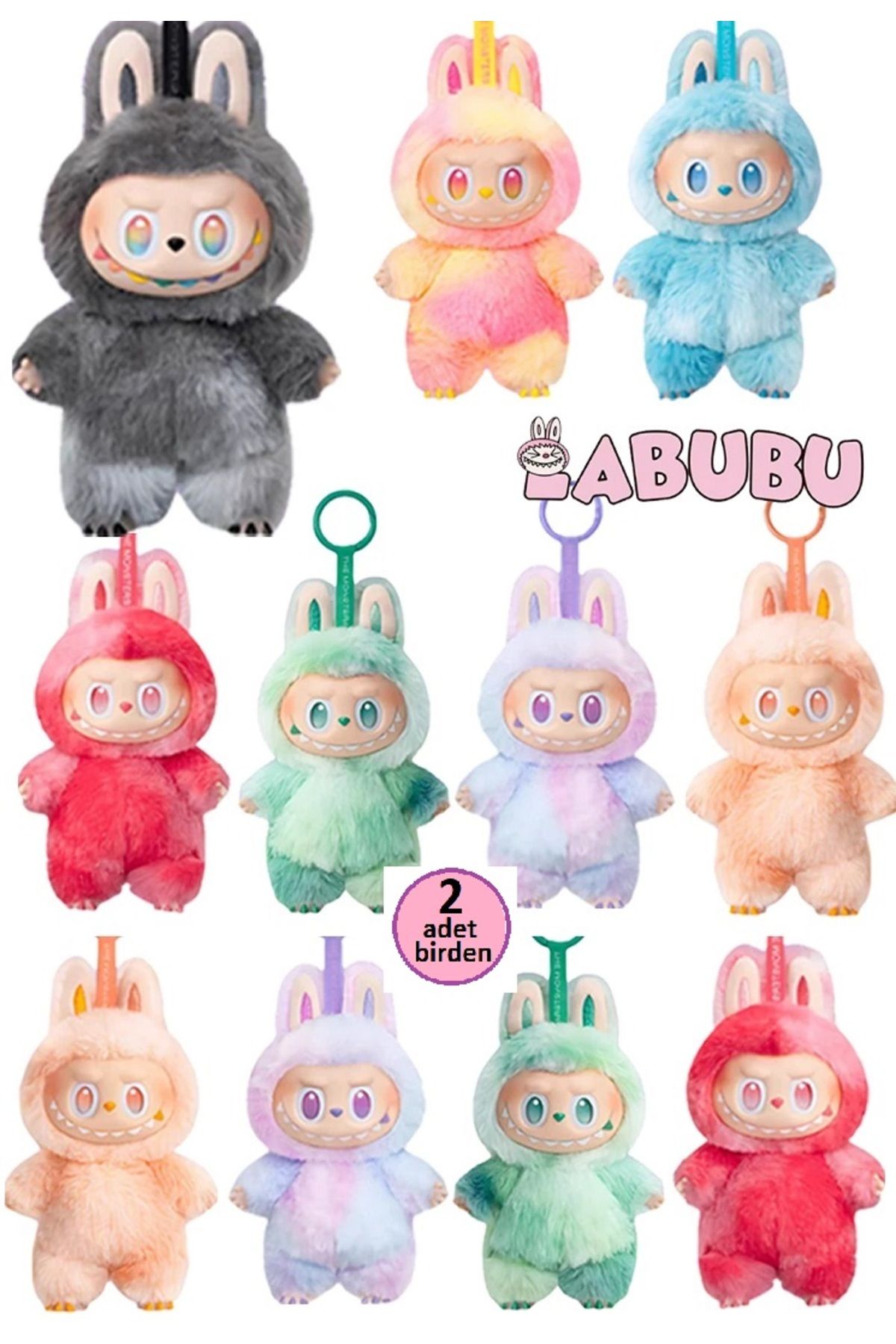 OYUNCAKSAHİLİ Labubu Canavarlar 2 Adet Birden Peluş Love Happines Hope Serenity Loyalty Luck Sürpriz Kapalı Paket