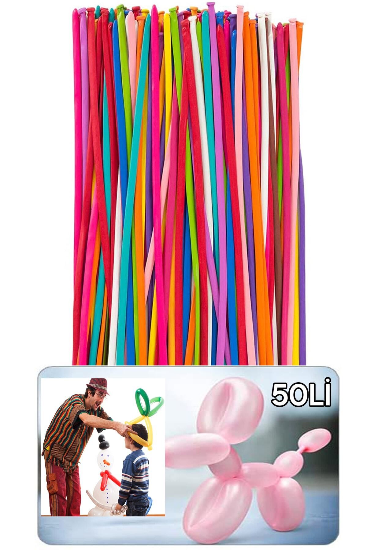 shop 50 adet Karışık Renk Uzun Sosis Balon Satın Al