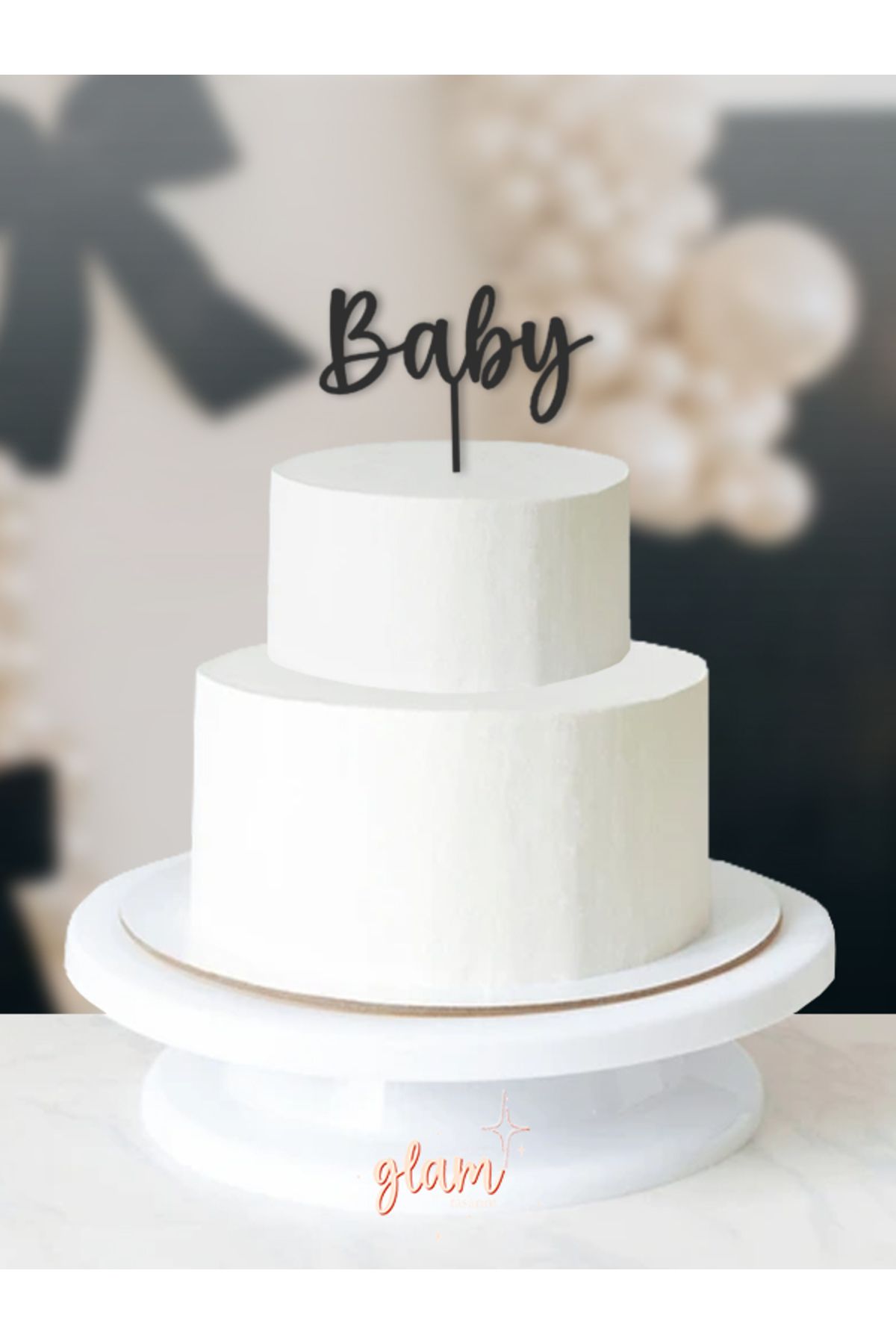 GLAM DEKORASYON Siyah Baby Yazılı Bebek Doğum Günü Cinsiyet Partisi Baby Shower Pasta Kürdanı Kek Ve Tatlı Süsleri