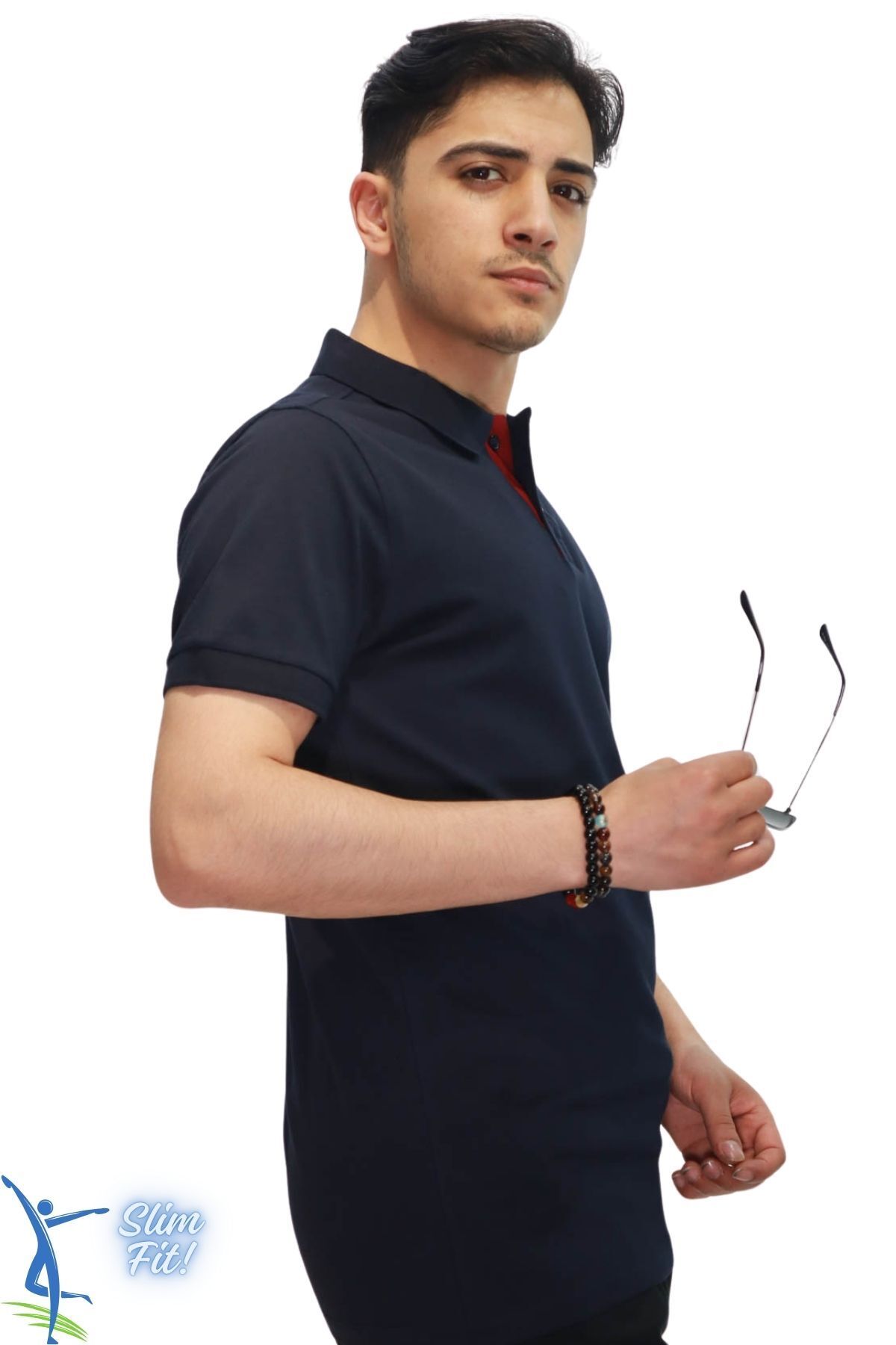 sermoda Erkek Slim Fit Dar Kesim Pamuklu Yumuşak Doku Nefes Alan Kumaş Kıvrılmaz Yaka Haki Polo Yaka Tişört